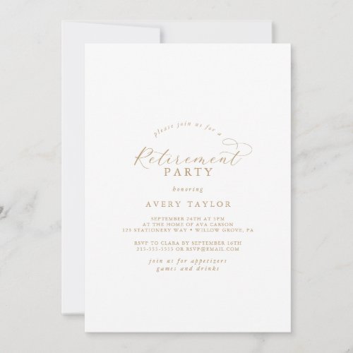 Elegant Gold Script Retirement Party Invitation