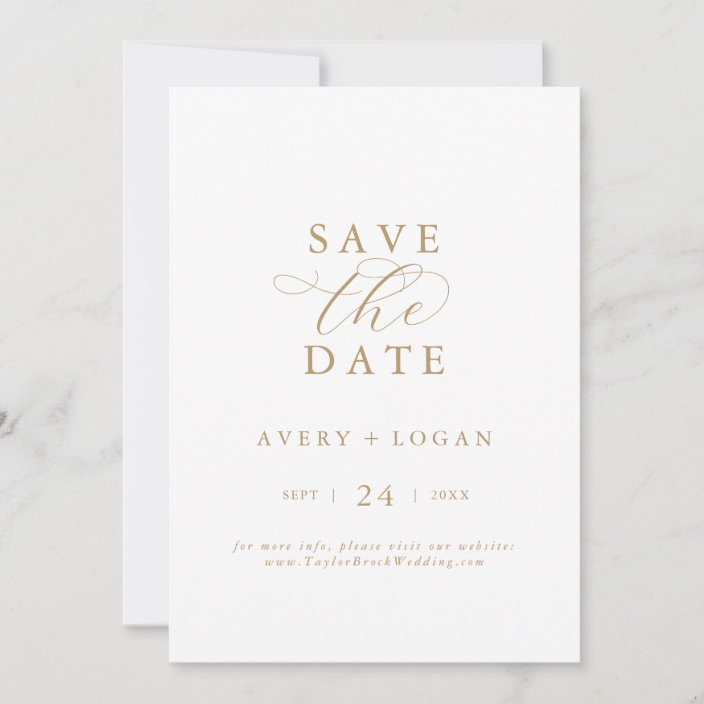 Elegant Gold Script Save the Date Card | Zazzle.com