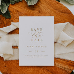 Elegant Gold Script Save the Date Card