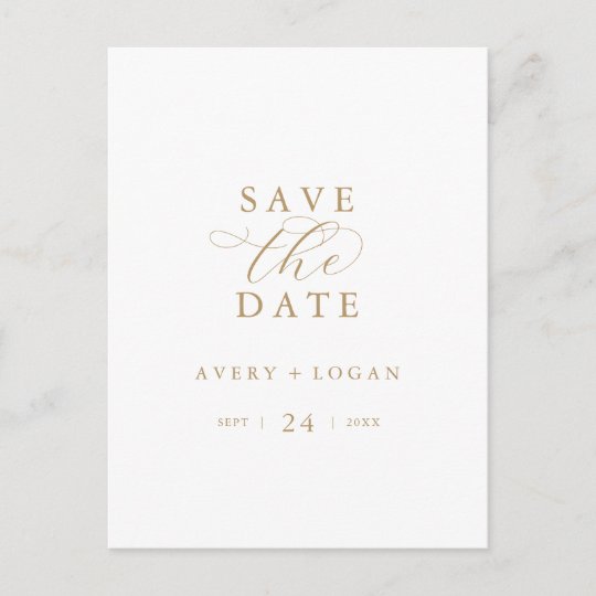 Elegant Gold Script Save the Date Invitation Postcard | Zazzle.com