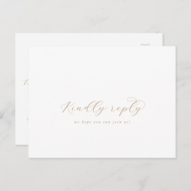 Elegant Gold Script Song Request RSVP Postcard (Front/Back)