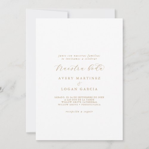 Elegant Gold Script Spanish Nuestra Boda Invitation