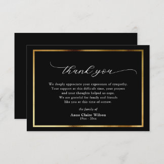 Elegant Gold Script Sympathy Thank You Card