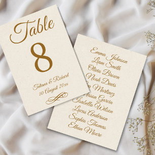 Elegant Gold Script Table Number Card