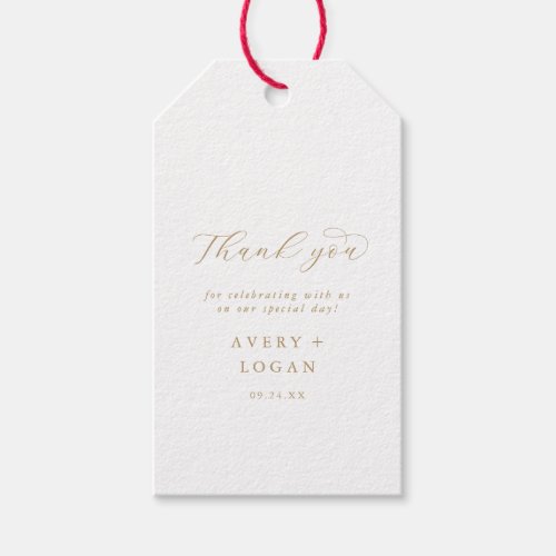 Elegant Gold Script Thank You Favor Gift Tags