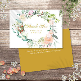 Elegant Gold Script Thank You Roses Floral Garland