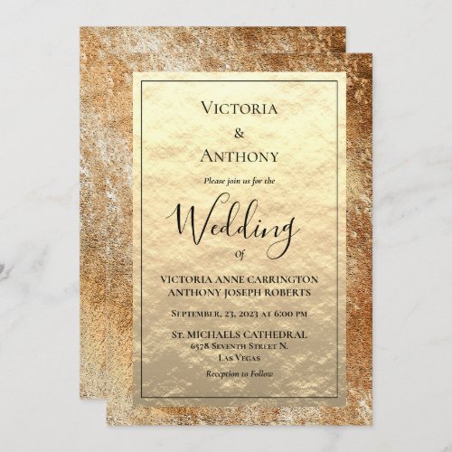 Elegant Gold Script Vintage Rustic Wedding Invitat Invitation