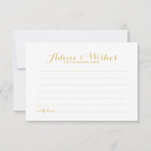 Elegant Gold Script Wedding Advice and Wishes Card