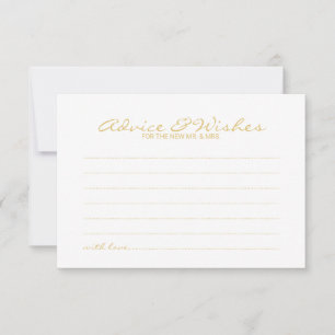 Elegant Gold Script Wedding Advice and Wishes Card