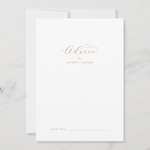 Elegant Gold Script Wedding Advice Card