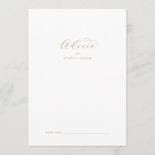 Elegant Gold Script Wedding Advice Card