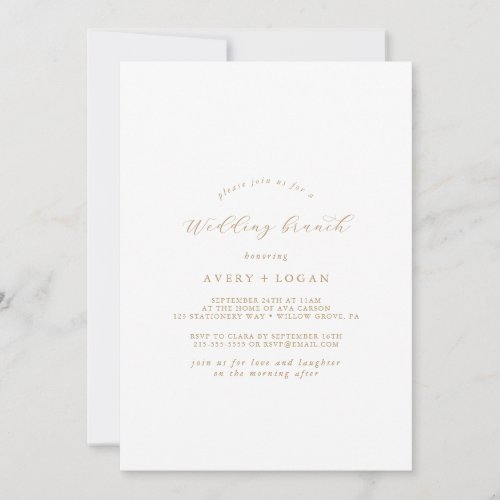 Elegant Gold Script Wedding Brunch Invitation