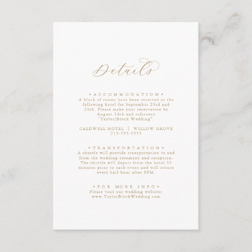 Elegant Gold Script Wedding Details