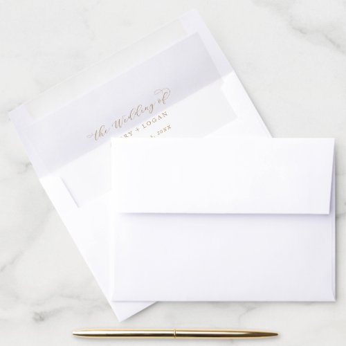 Elegant Gold Script Wedding Envelope Liner