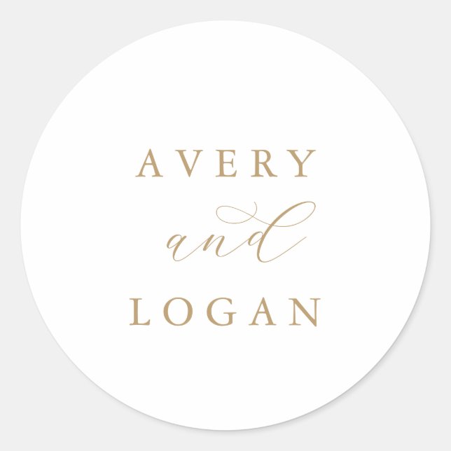 Elegant Gold Script Wedding Envelope Seals (Front)