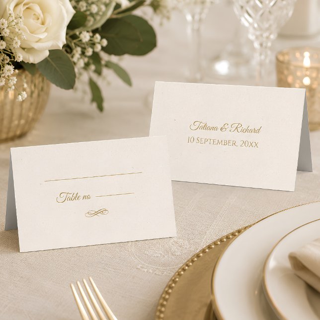Elegant Gold Script Wedding Escort Card (Elegant Gold Script Wedding Place Card)