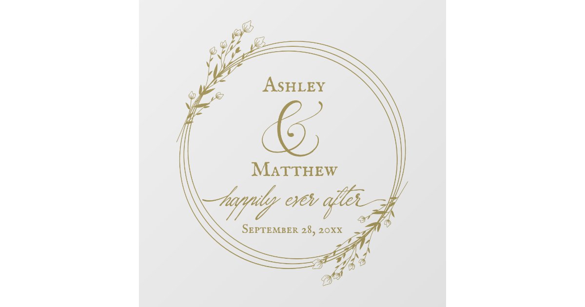Elegant Gold Script Wedding Floor Decals | Zazzle