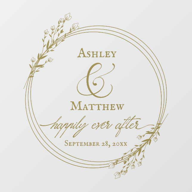 Elegant Gold Script Wedding Floor Decals (Front)