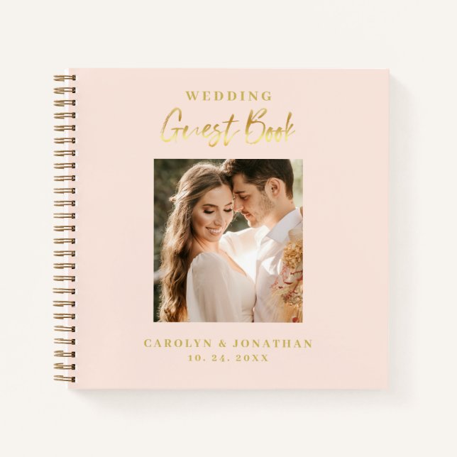 Elegant Gold Script Wedding Guestbook Notebook (Front)