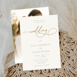 Elegant Gold Script Wedding Invitation