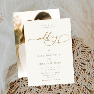 Elegant Gold Script Wedding Invitation