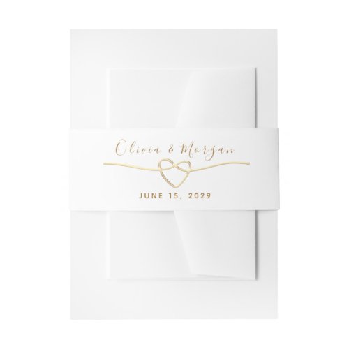 Elegant Gold Script Wedding Invitation Belly Band