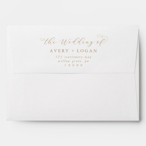 Elegant Gold Script Wedding Invitation Envelope
