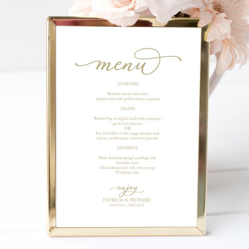 Elegant Gold Script Wedding Menu Poster