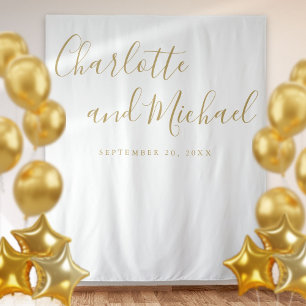 Elegant Gold Script Wedding Photo Booth Backdrop