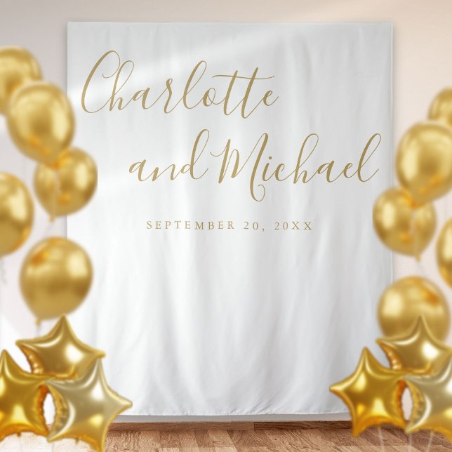 Elegant Gold Script Wedding Photo Booth Backdrop (Elegant Gold Script Wedding Photo Booth Backdrop)
