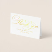Elegant Gold Script Wedding Photo Thank You Foil Card (Front)