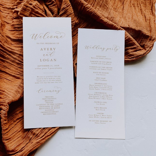 Elegant Gold Script Wedding Program (Creator Uploaded)