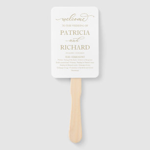 Elegant Gold Script Wedding Program Hand Fan
