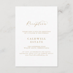 Elegant Gold Script Wedding Reception Enclosure Card