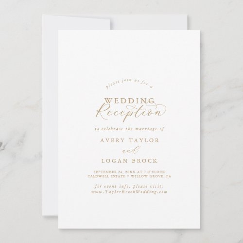 Elegant Gold Script Wedding Reception Invitation