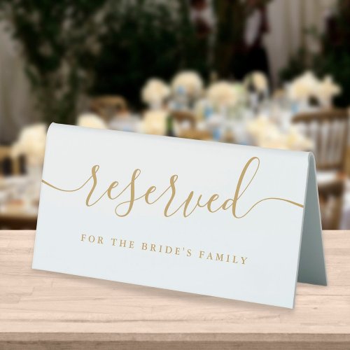 Elegant Gold Script Wedding Reserved Table Tent Sign
