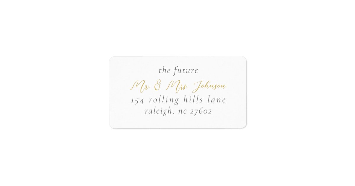 Elegant Gold Script Wedding Return Address Label | Zazzle