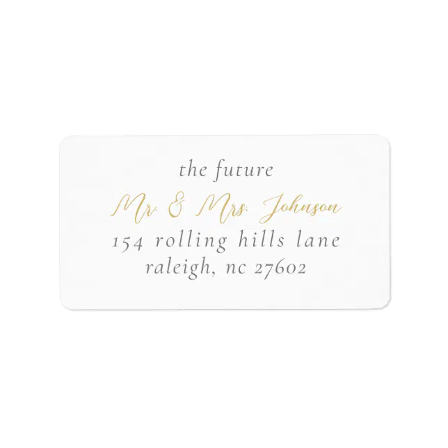 Elegant Gold Script Wedding Return Address Label | Zazzle