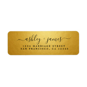 Elegant Gold Script Wedding Return Address Label