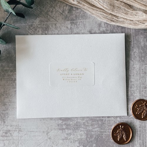 Elegant Gold Script Wedding RSVP Address Labels