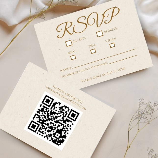 Elegant Gold Script Wedding RSVP Card (Elegant Gold Script Wedding RSVP Response Card)