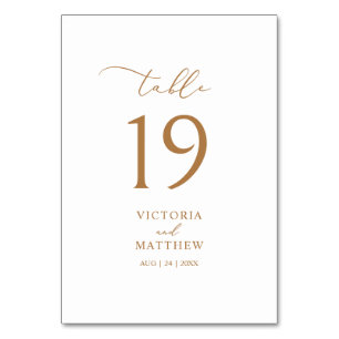 Elegant Gold Script Wedding Table Number