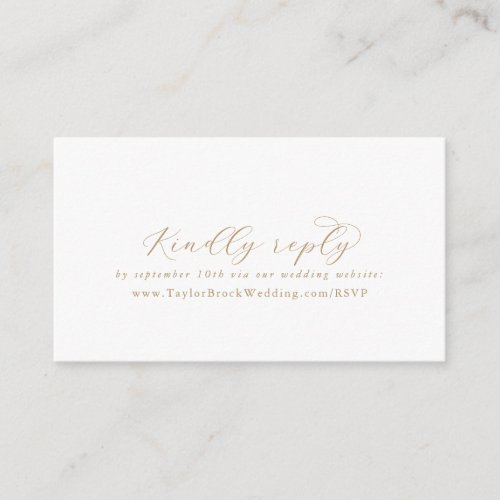 Elegant Gold Script Wedding Website RSVP Enclosure Card