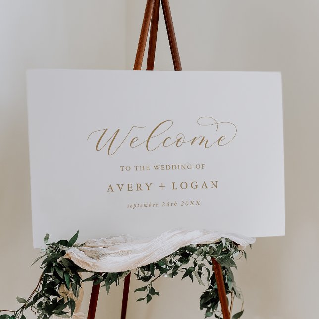 Elegant Gold Script Wedding Welcome Foam Board (Creator Uploaded)