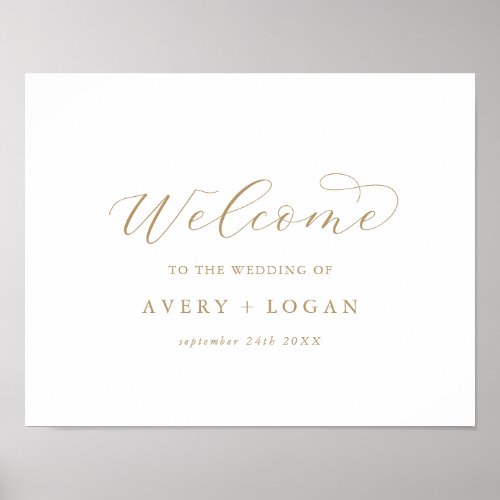 Elegant Gold Script Wedding Welcome Poster