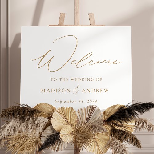 Elegant Gold Script Wedding Welcome Sign