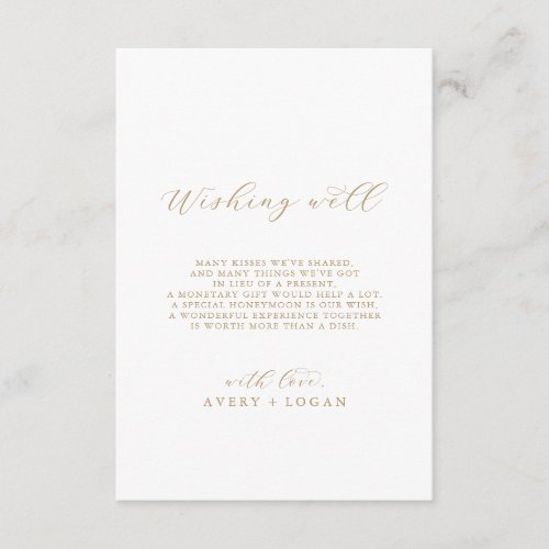 Elegant Gold Script Wedding Wishing Well Enclosure Card
