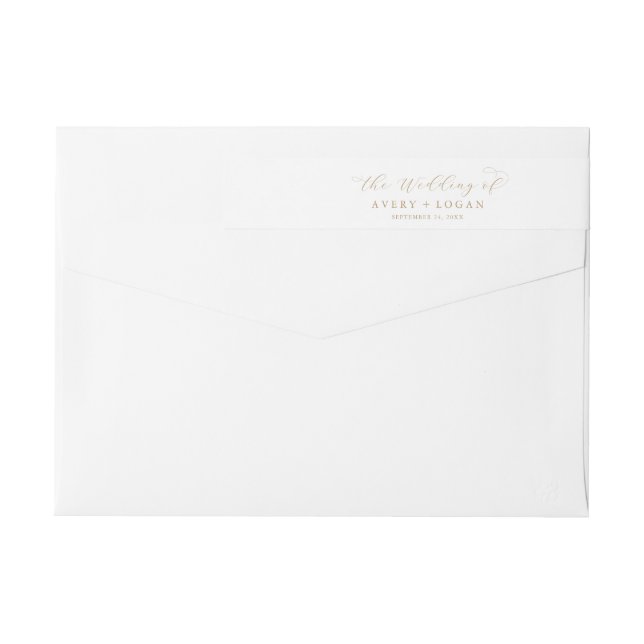 Elegant Gold Script Wedding Wrap Around Label (Back)