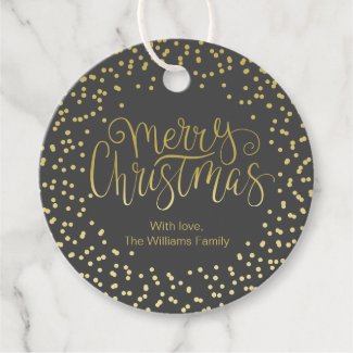 Elegant Gold Script & Wreath Black Christmas