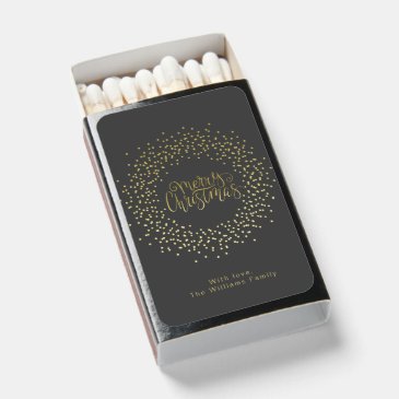 Elegant Gold Script & Wreath Black Christmas